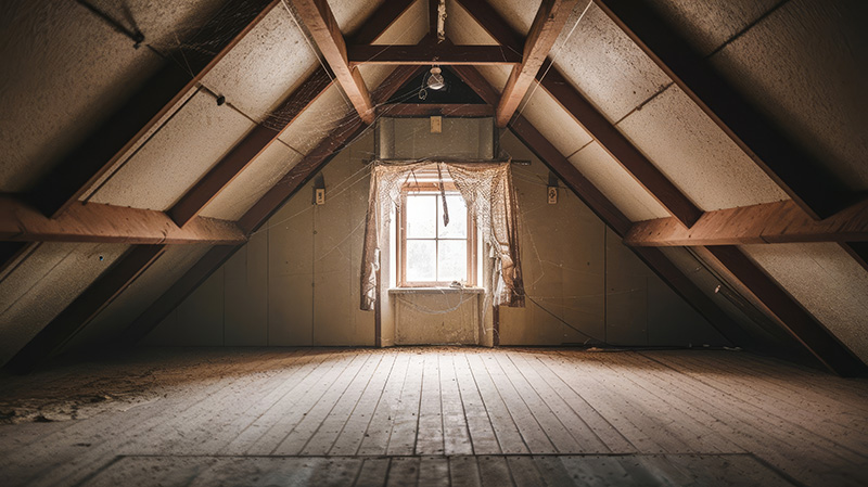 an-attic-with-a-window-and-wooden-beams_57950765