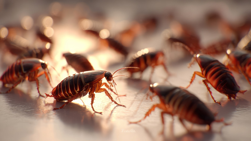 Group of fleas close up